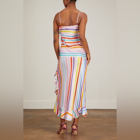 New! Brogger Edith Silk Rainbow Ruffle Slip Dress 🌈 Medium NWT! - Picture 2 of 16